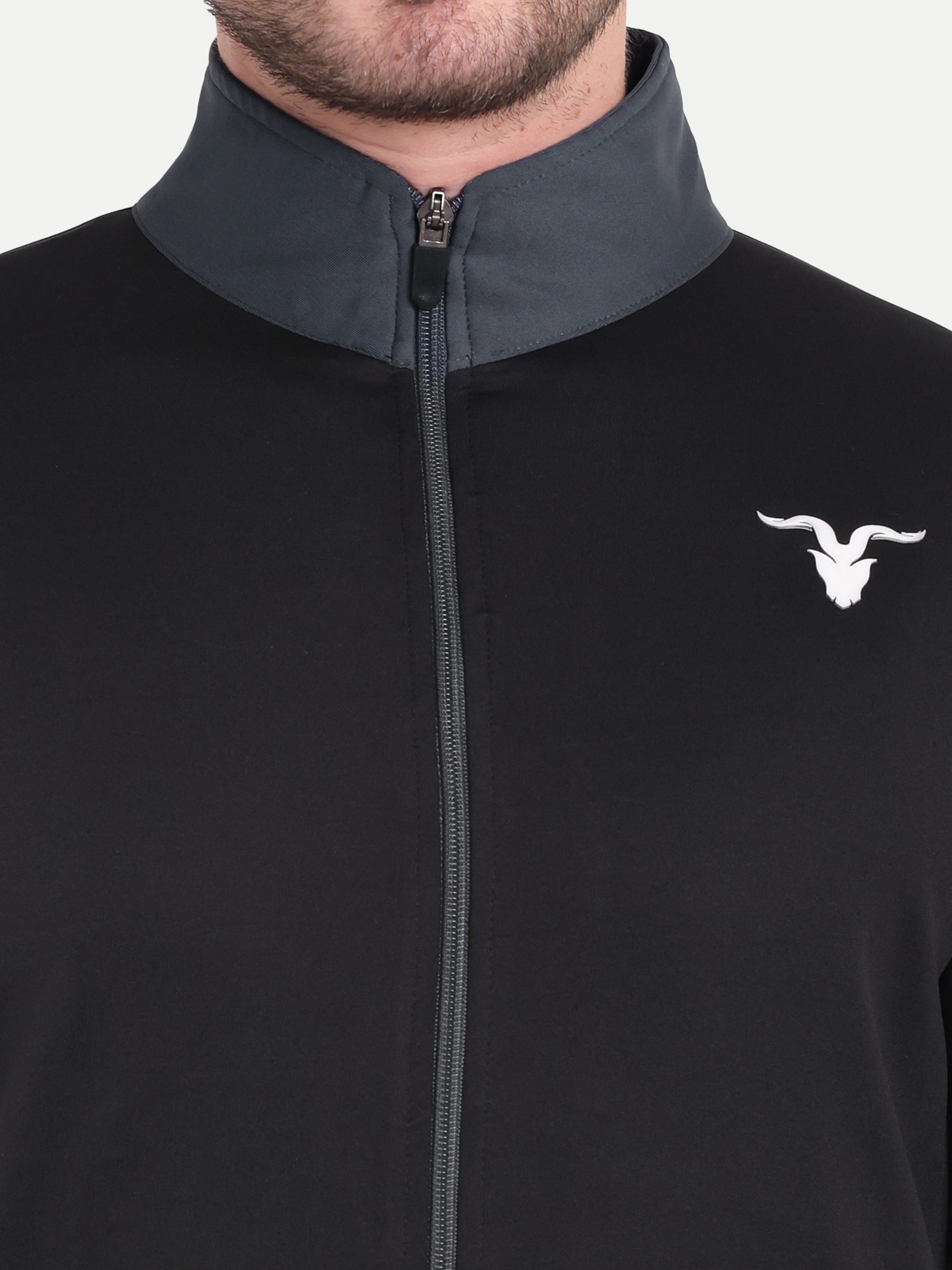 Men’s Black-Grey Sports Jacket – Dark Tone